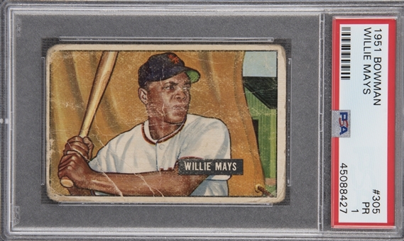 1951 Bowman #305 Willie Mays Rookie Card – PSA PR 1